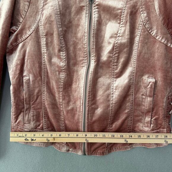 Pink Velvet Long Sleeve Sleeve Moto Jacket Torrid Size 0 / Large Y2K - Picture 9 of 10
